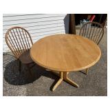 Round Wood Drop Leaf Dining Table & 2 Chairs