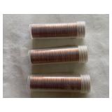 3 Full Rolls UNC 1962-P Lincoln Cents