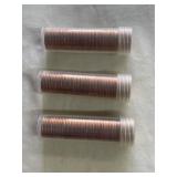 3 Full Rolls UNC 1962-P Lincoln Cents