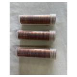 3 Full Rolls UNC 1962-P Lincoln Cents