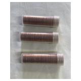 3 Full Rolls 1962-P Cents