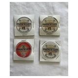 4 Plastic French Lick Poker Chips