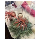 3 Candle Holders & Artificial Plant