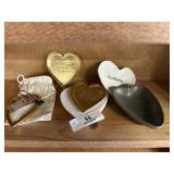 5 Heart Dishes & Brass Heart