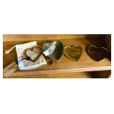 3 Heart Dishes & Brass Heart