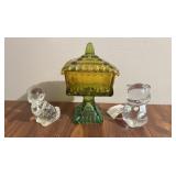 Candy Dish & Fenton Glass Figures