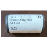 Uncirculated 2018 D Native American $1 Coins