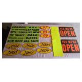 Vehicle Tags and Open Signs
