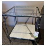 Glass Top Marble Base End Stand