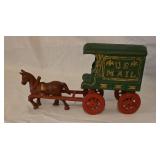Vintage Cast US Mail Horse and Carriage