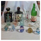 Vintage Glass Bottles and Paper Weights