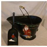 Painted Santa Ash Bucket and Shovel