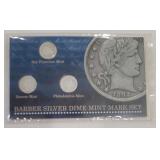Barber Silver Dime Mint Mark Set