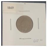 1869 US Indian Head One Cent Piece