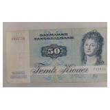 1972 Denmark Femti Kroner Note