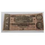 1864 Confederate States of America $10 Note