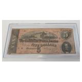 1864 Confederate States of America $5 Note