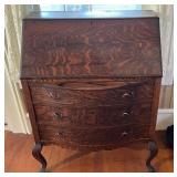 Vintage Tiger Oak Secretary Desk