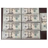 9- Consecutive Serial #'s Twenty Dollar Star Notes