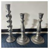 3- Pewter Candle Sticks