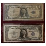 2- One Dollar Silver Certificates
