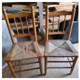 Wood and Rush Chairs