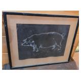 Framed Pig Drawing