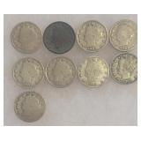 1883-1911 US Barber 5 Cent Pieces