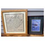 Vintage Framed  Alexandria Map & More (Fishhook