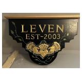 Decorative Wood Shelf W/ 'Leven' Inscription