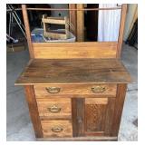 Vintage Oak Washstand W/ Towel Bar