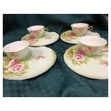 Rose Pattern Tea Plates and Cups (4)