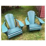 Pair of green Adirondack chairs