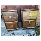 Set, 2 wood filing cabinets