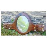 Wooden Mirrored Coat Rack