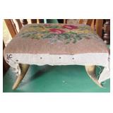 Vintage Upholstered Horn Leg Stool