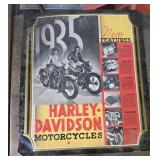 1935 Harley Davdison Metal Sign & Accessories