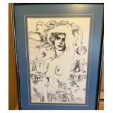 Framed 1976 Paul Leee Print-Jester Female
