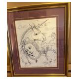 Framed 1998 Paul Lee Print -Unicorn