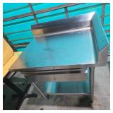 Stainless Steel Corner Table w/ Backsplash