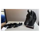 Ceramic Panther & Horse Head