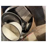 Vintage Trash Cans Filled W/ Pots-Pans