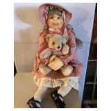 Fabric Doll W/ Teddy Bear