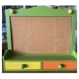 Wooden Wall Organizer W/ Corkboard