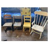 4-Wood Kids Chairs & Rack
