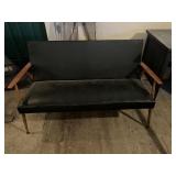 Mid-Century Modern Settee W/ Wooden Armrests #1