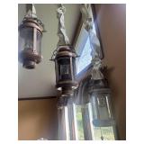 Two Hanging Meijer Mill candle holders and 1