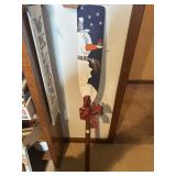 Snowman painted boat oar and Silent Night oar