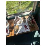 Large shell, brass quail, three large bird