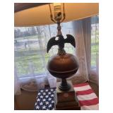 Pair of brass eagle lamps
